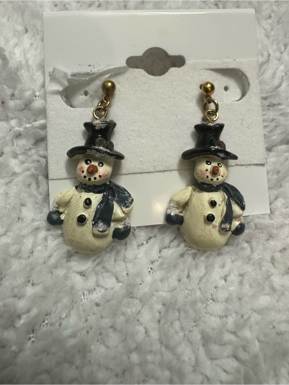 Vintage Snowman Drop Earrings